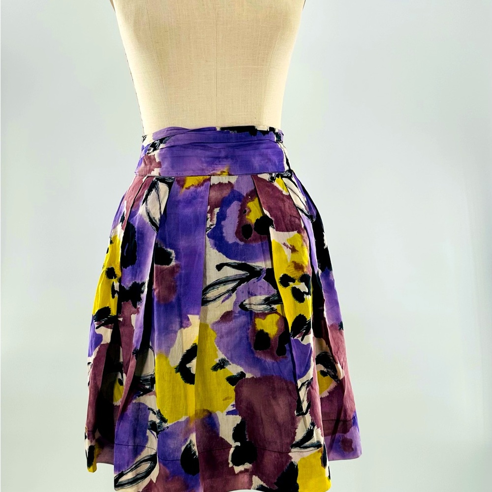 The Limited Floral Abstract Cotton / Silk Circle Skater Skirt Size 6